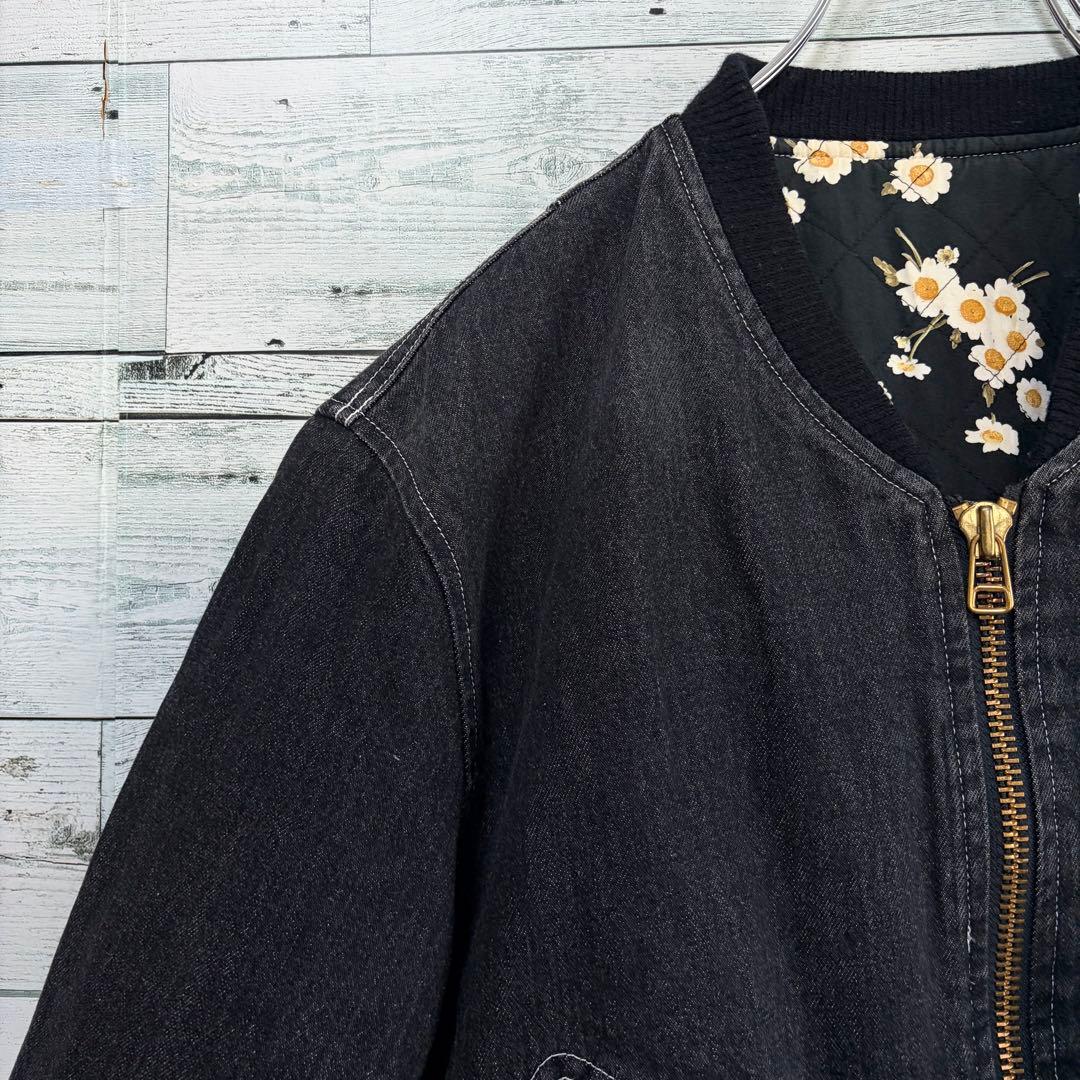 ☆希少☆ピンクハウス　MA-1中綿ジャケットブルゾン　バッグプリント　デニム