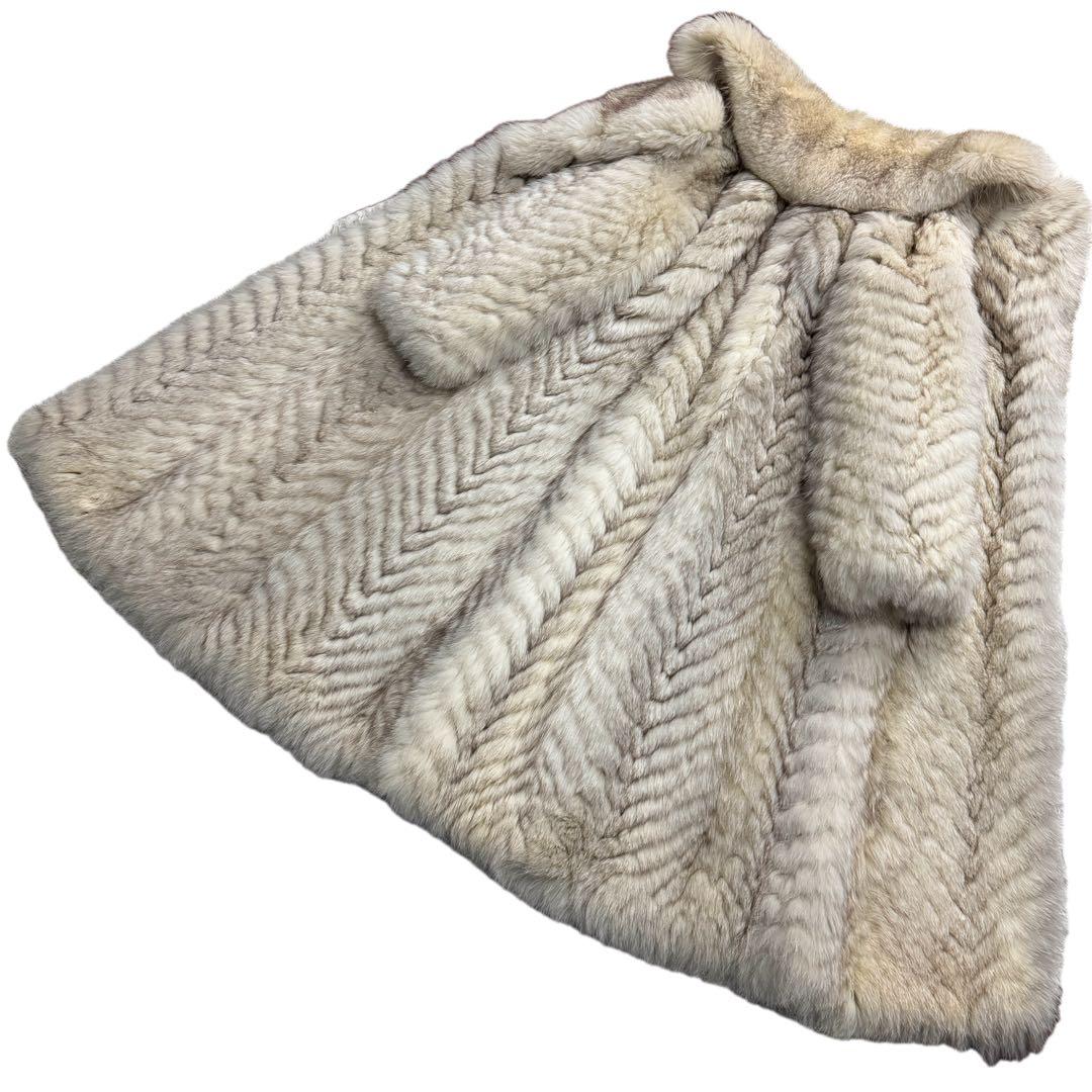 総丈112cm　エンバ　ブルーフォックス　ロング丈　リアルファーコート　L相当