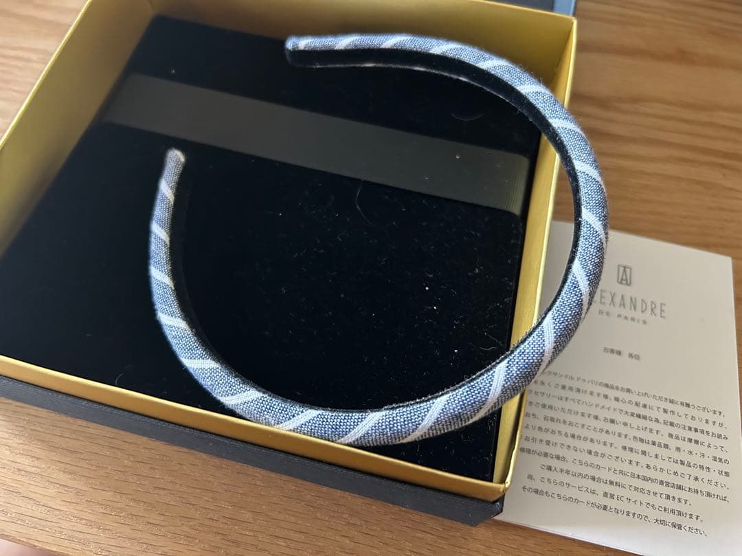 アレクサンドルドゥパリ 夏らしいリネンのストライプ カチューシャ 美品