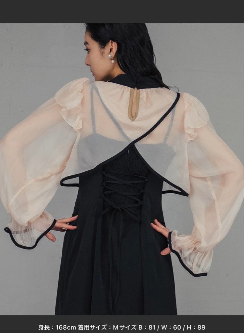 シアーフリルブラウス・キャミソールセット