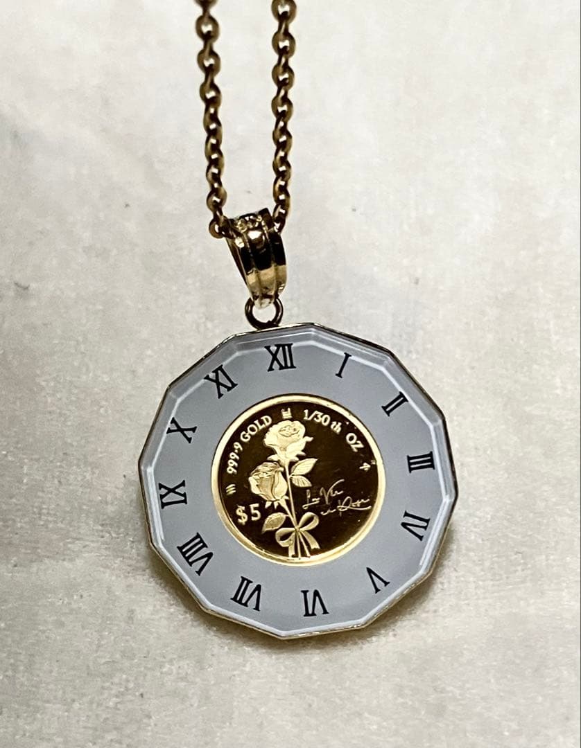 【期間限定価格】 K24ペンダントトップ バチカン枠K18 ゴールドトップ2個！