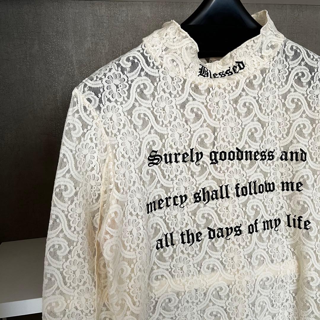 プランクプロジェクト　レースシアープリントカットソー　ホワイト　長袖　シースルー