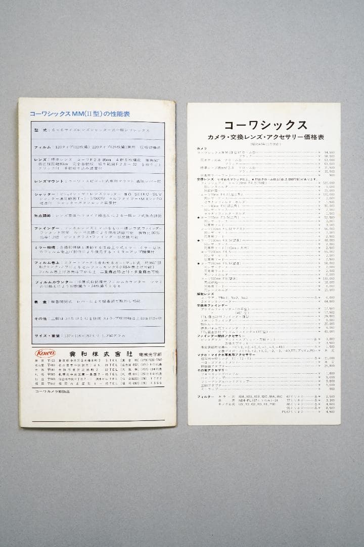 コーワシックスMM　カタログ&価格表&追加アクセサリー　1972年11月　C