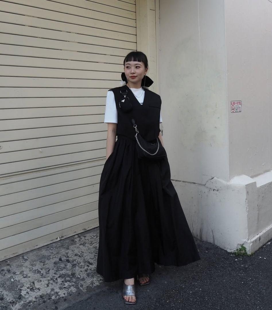 WAVE VEST WITH FLARE DRESS　AMERI vintage