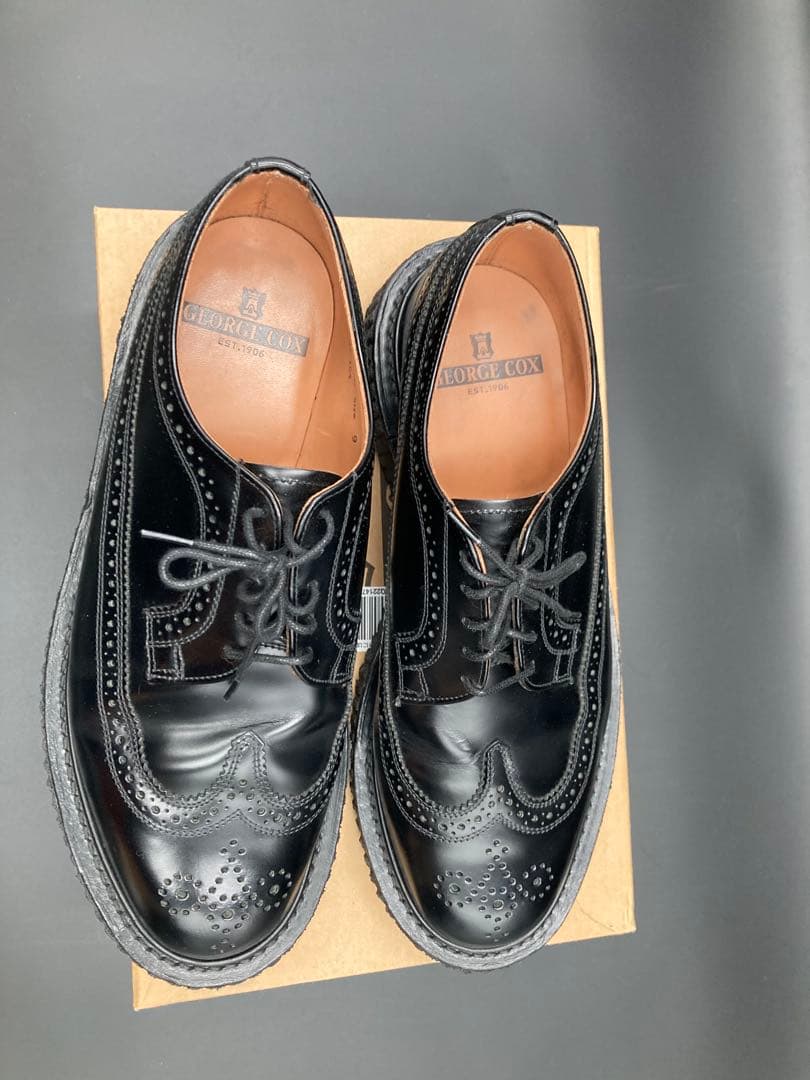 【三郎】E COX 12508 UK9 ブラック ラバーソール