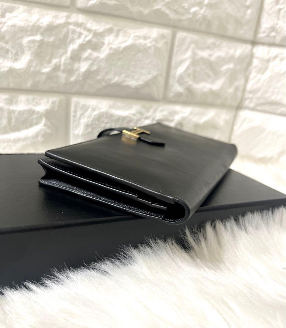 【美品】HERMESエルメス べアン スフレ 長財布 レザー ブラック 刻印有り
