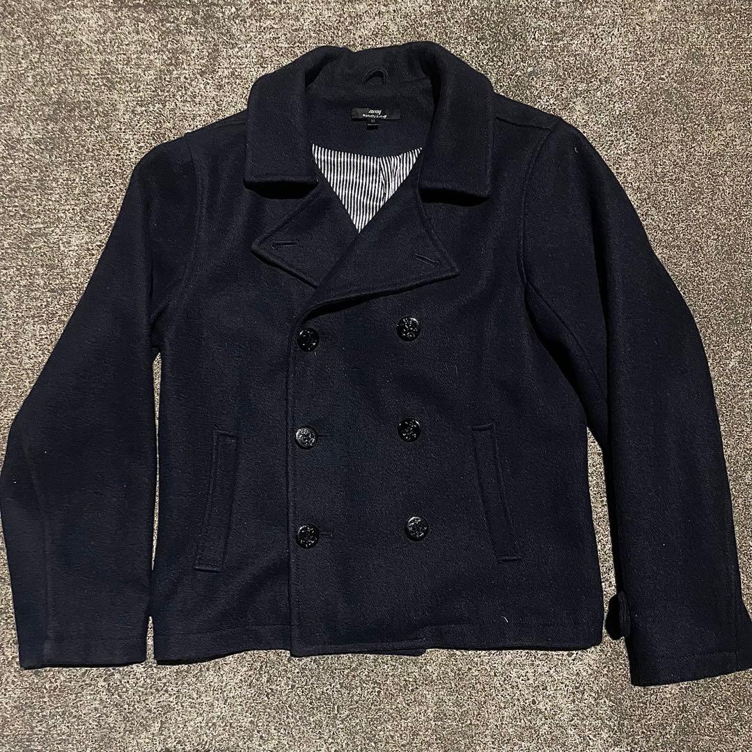 00s archive coat ダブル 細身 短丈 ウール ダークウェア