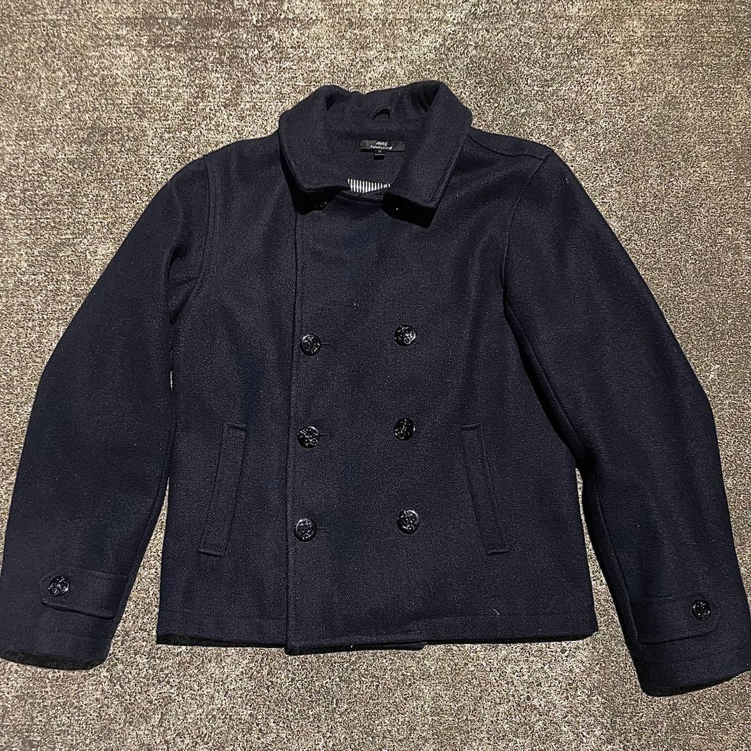 00s archive coat ダブル 細身 短丈 ウール ダークウェア