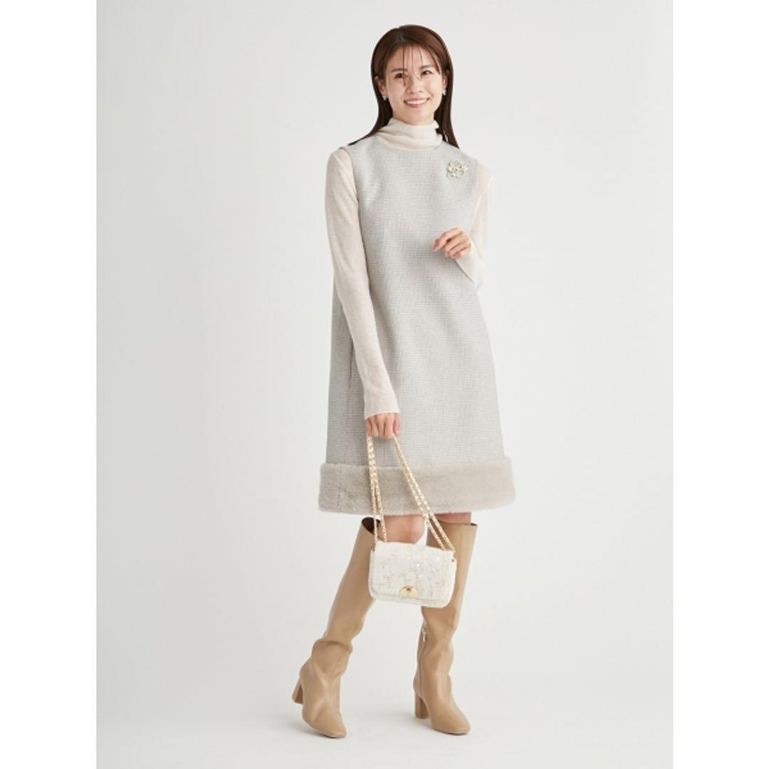 【現行品・美品✨】CELFORD セルフォード　裾ファーミニワンピース ブラック