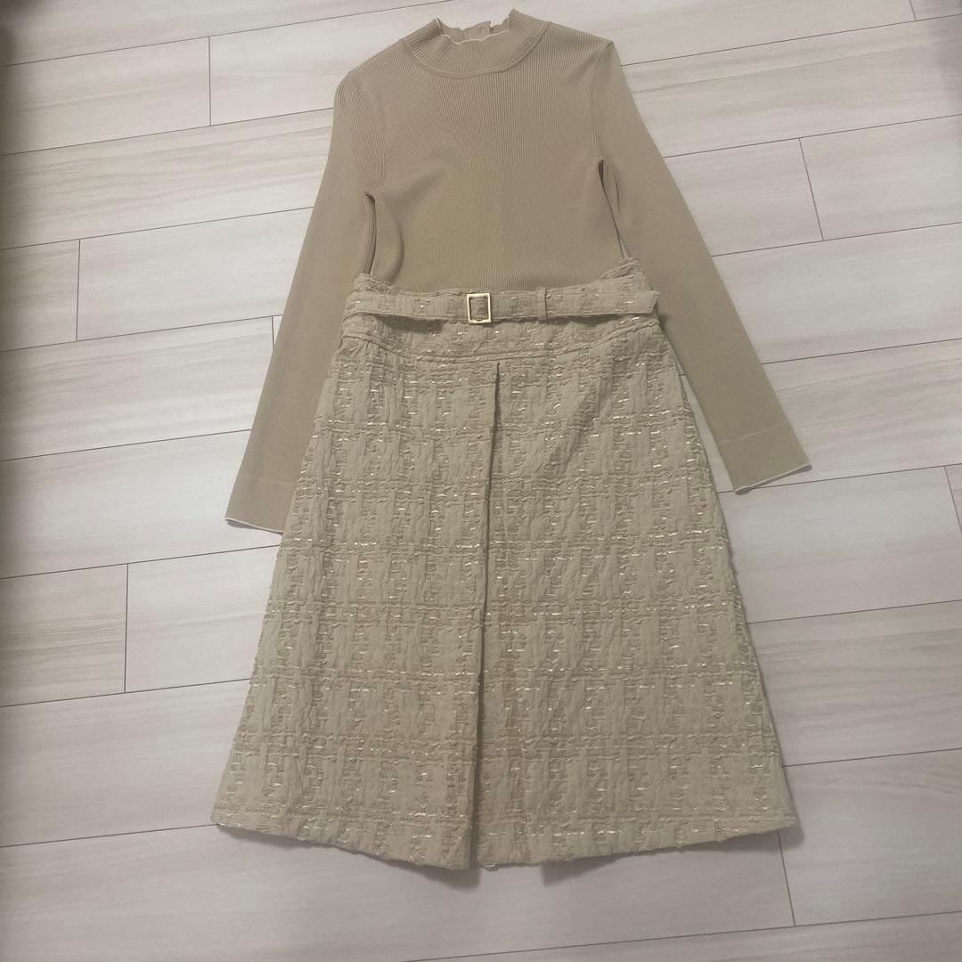 エポカ ベージュ 長袖 ワンピース 40