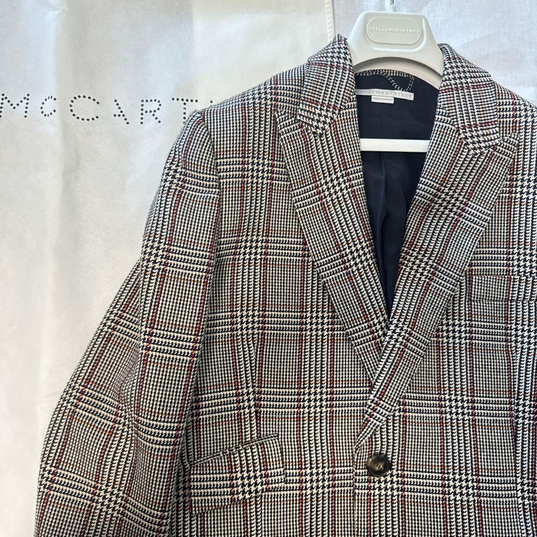 美品ステラマッカートニー チェックテーラードジャケット 薄手コートアウター