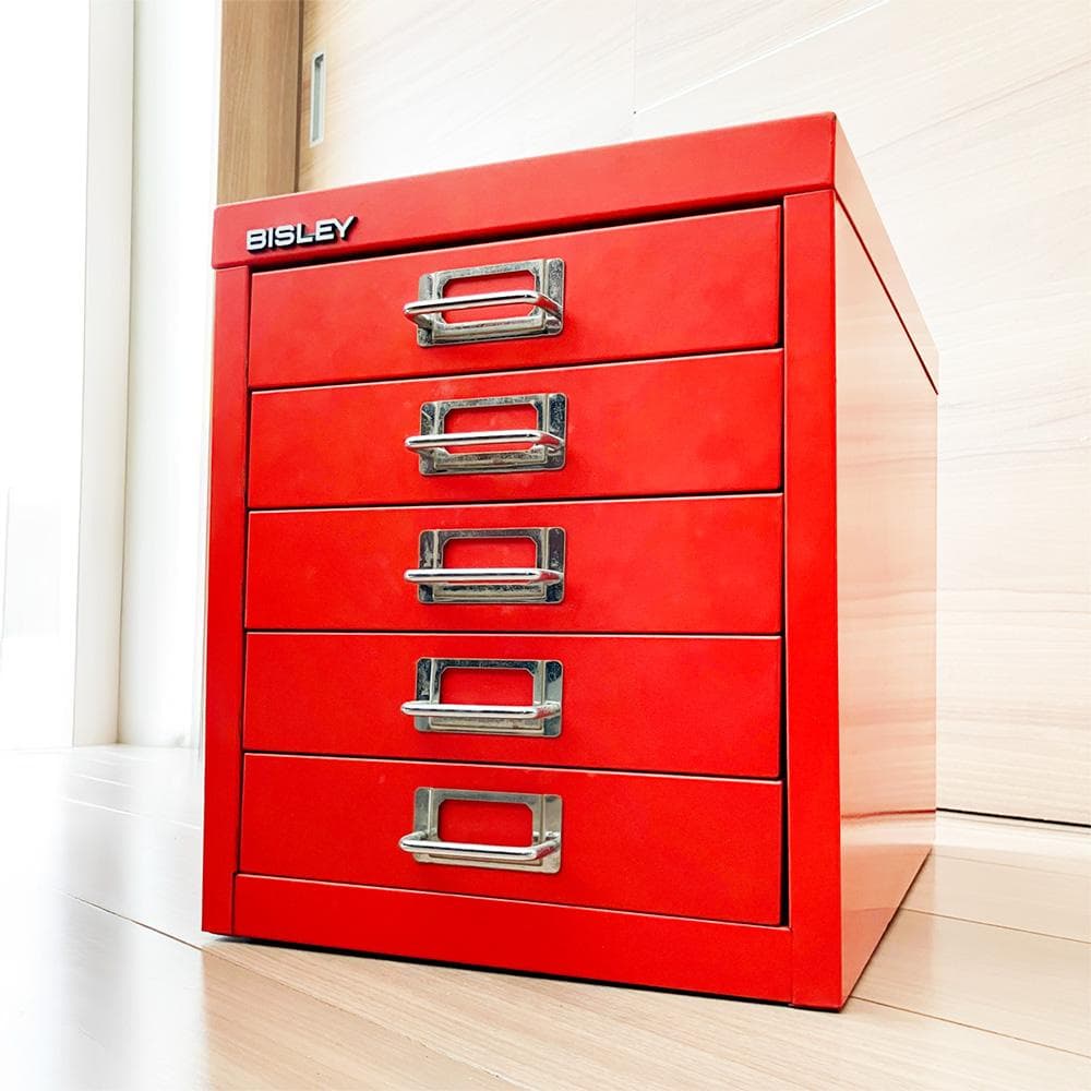 BISLEY ビスレー A4 引き出し 5段 スチール キャビネット red