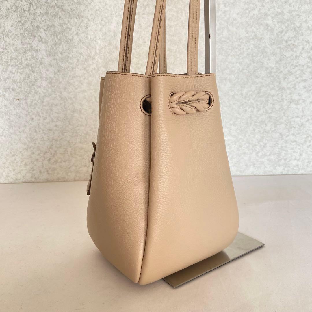 完売カラー✨HIROFU ヒロフ ロシェ レザーショルダーバッグ S ティー