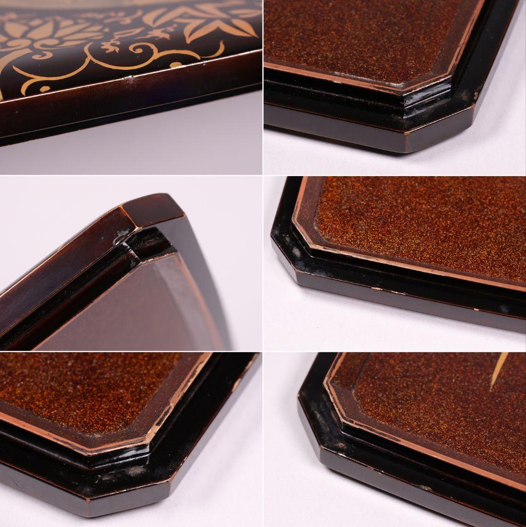 【MA693】加賀蒔絵 饅羹重 御所車 葵唐草 蝶 金蒔絵 螺鈿 木製 饅頭箱