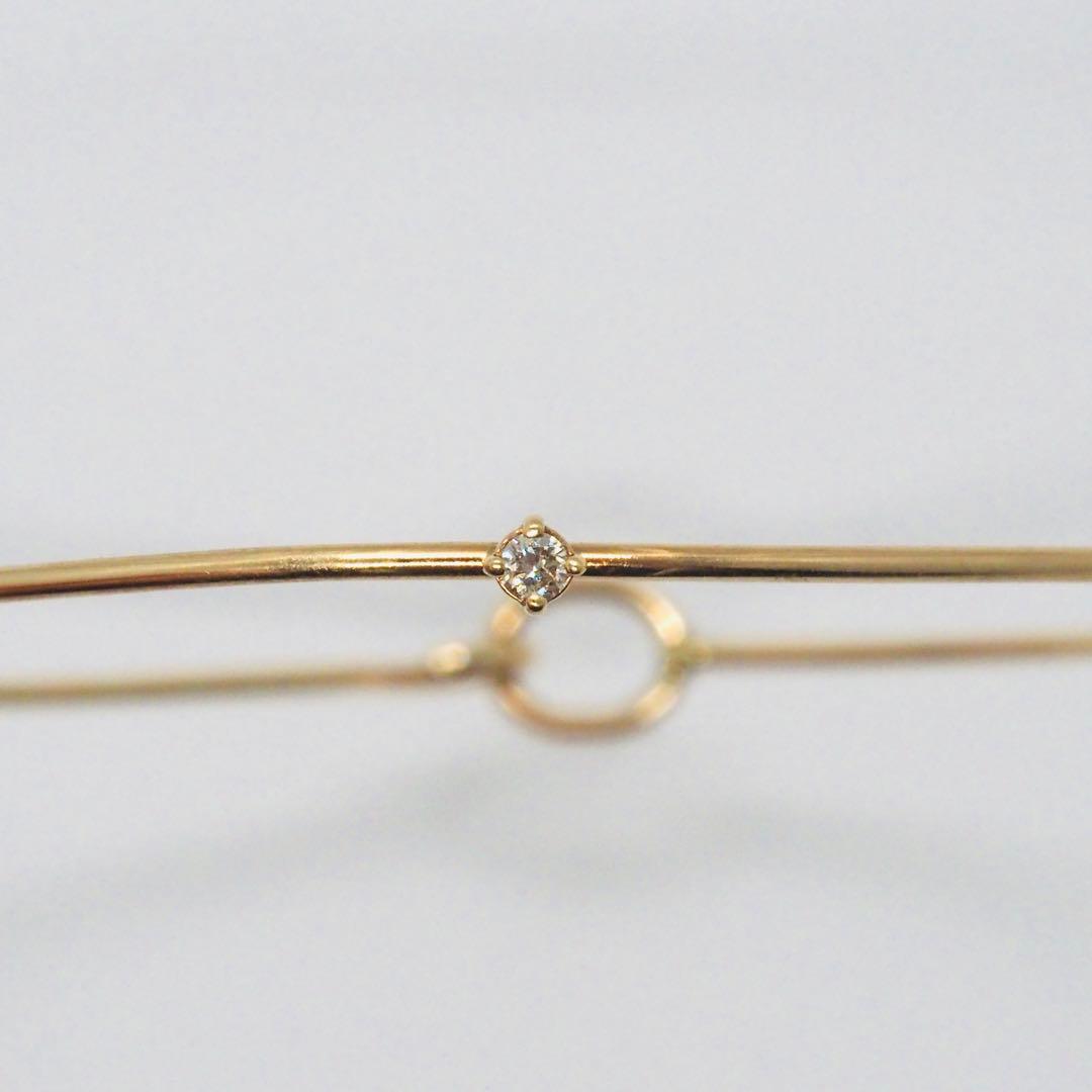 【agete】K10YG 0.02ct ダイヤモンド バングル