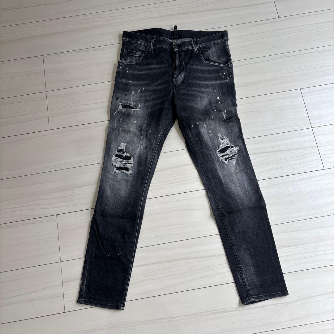 DSQUARED2 ブラック デニムパンツ スリムフィット