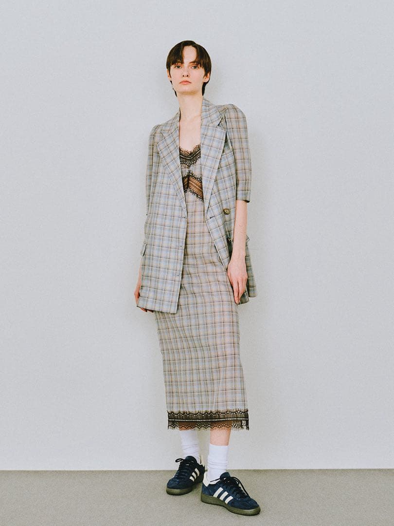 定価以下SHEER CHECK LONG CAMISOLE サイズ1