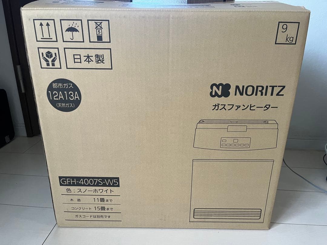 「新品」NORITZ ガスファンヒーター GFH-4007S-W5 都市ガス用