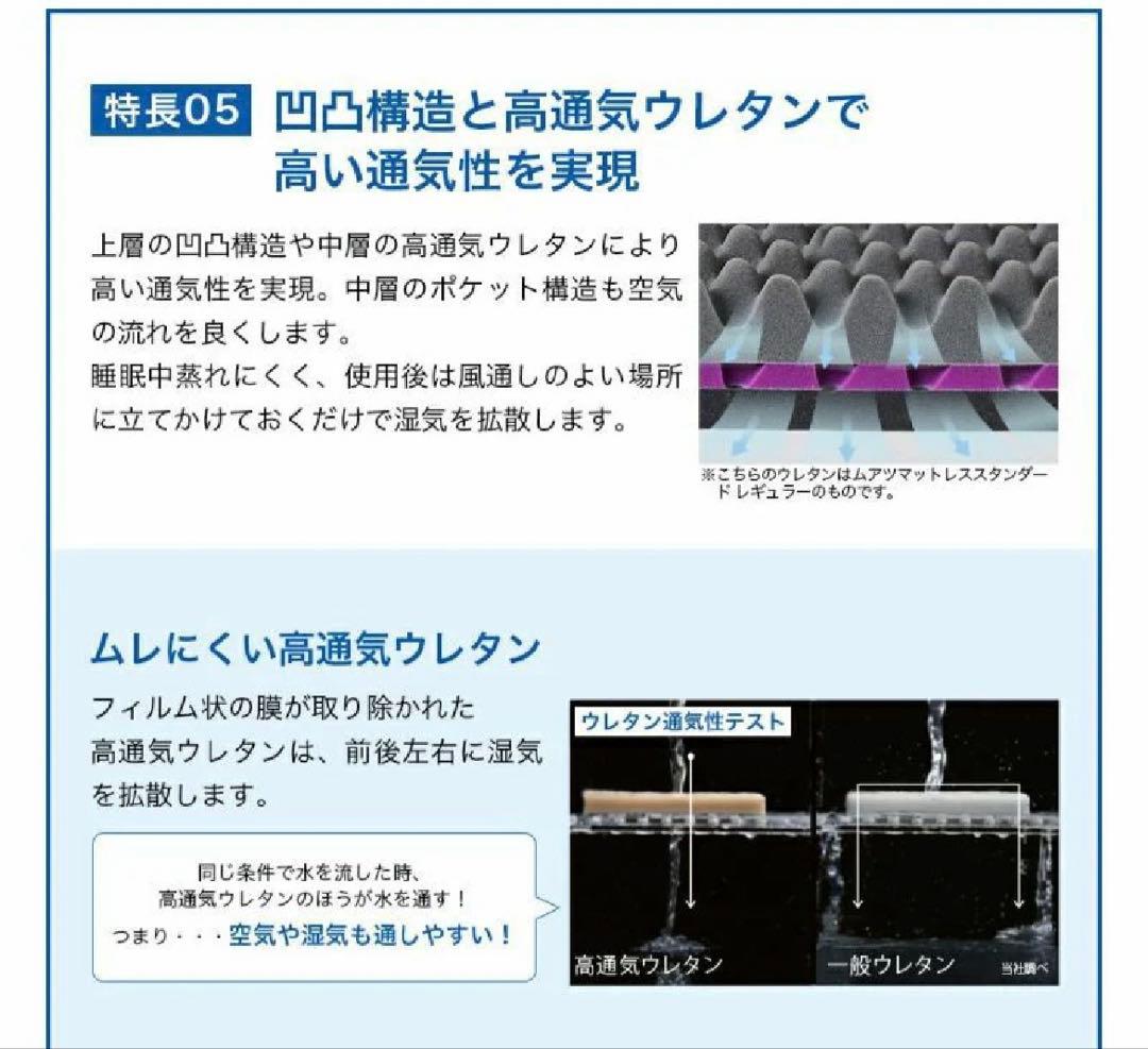 【お値下げ】ムアツマットレス　シングル　スタンダード　レギュラー　三つ折り