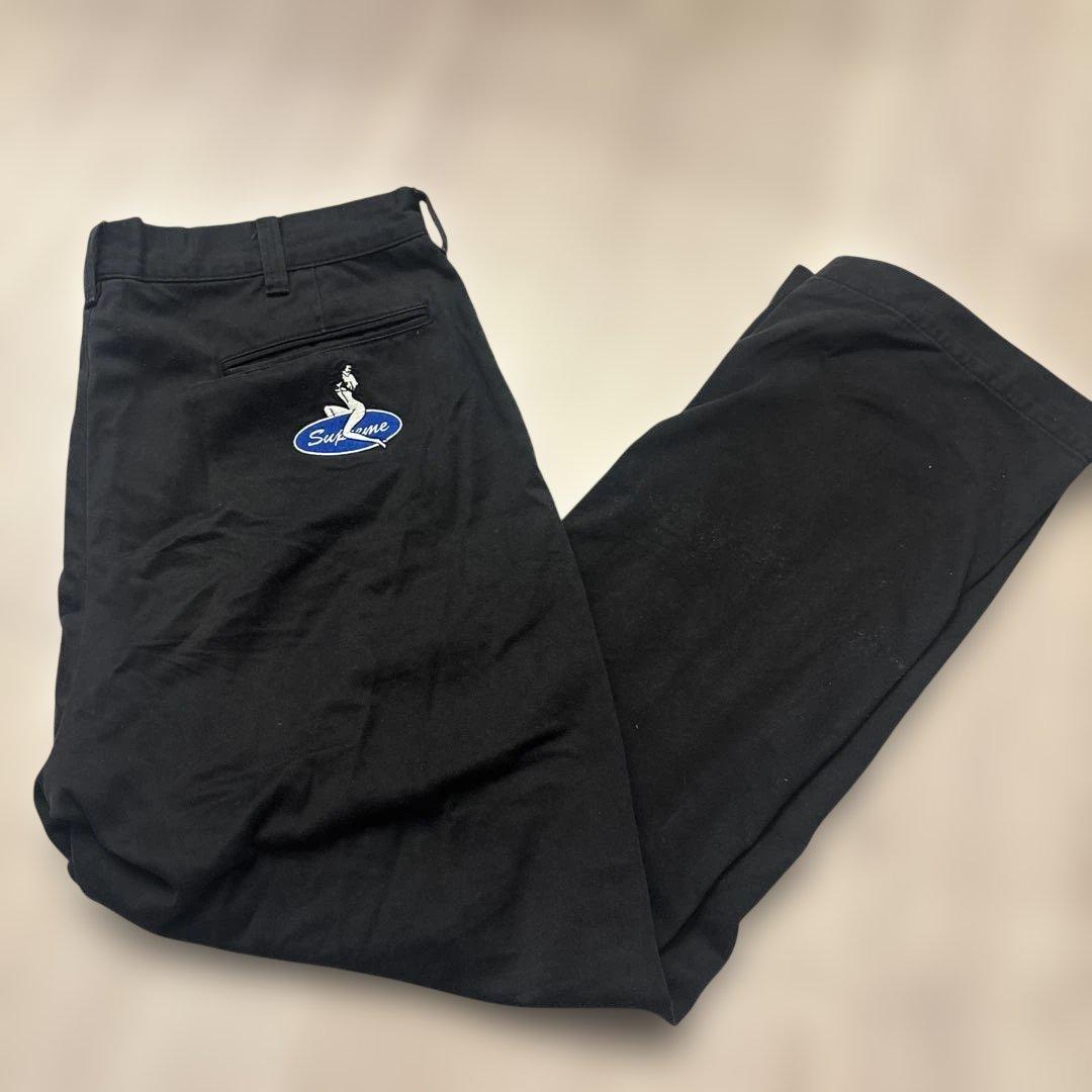 Supreme pin up chino 34 ブラック