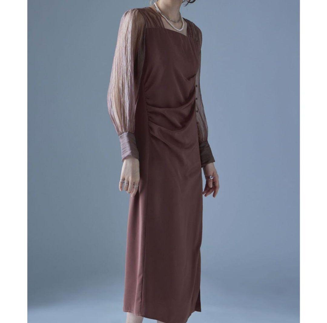 【極美品】エトル ドレープデザインIラインドレス