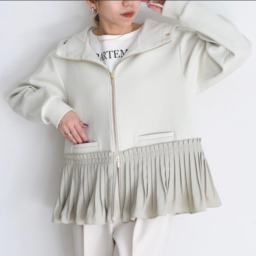 ⭐️完売品⭐️Eimee Lawプリーツヘム ダブルジップダンボールパーカー/グレー