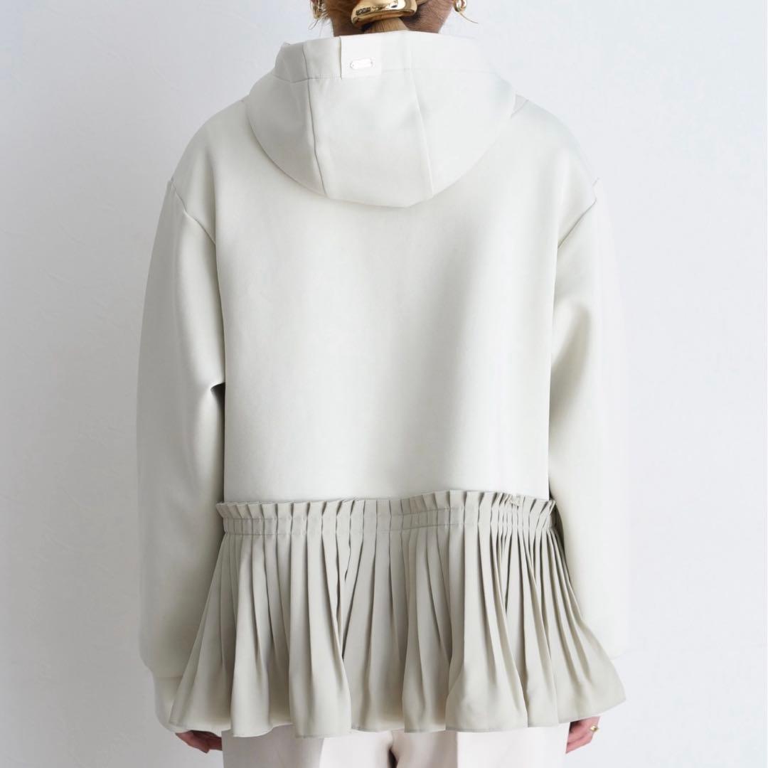 ⭐️完売品⭐️Eimee Lawプリーツヘム ダブルジップダンボールパーカー/グレー