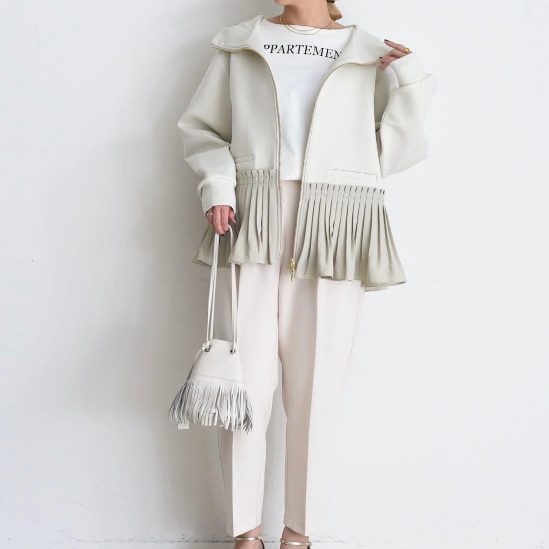 ⭐️完売品⭐️Eimee Lawプリーツヘム ダブルジップダンボールパーカー/グレー