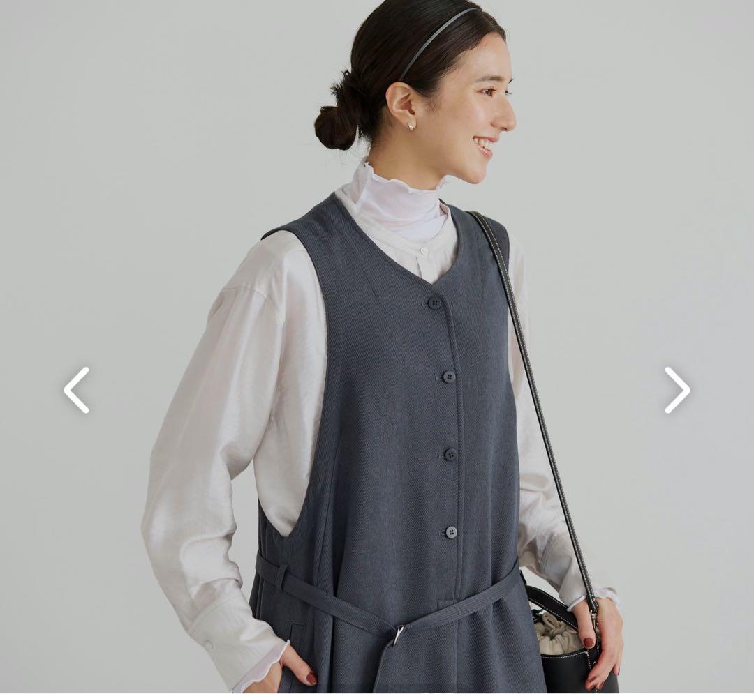 北欧暮らしの道具店　品よくまとまるジャンパースカート　グレー