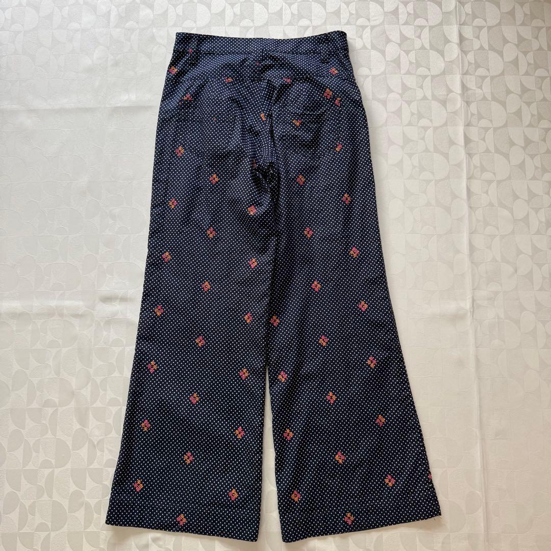 ジュンヤワタナベコムデギャルソン エンブロイダリー刺繍 ドット柄パンツ ネイビー