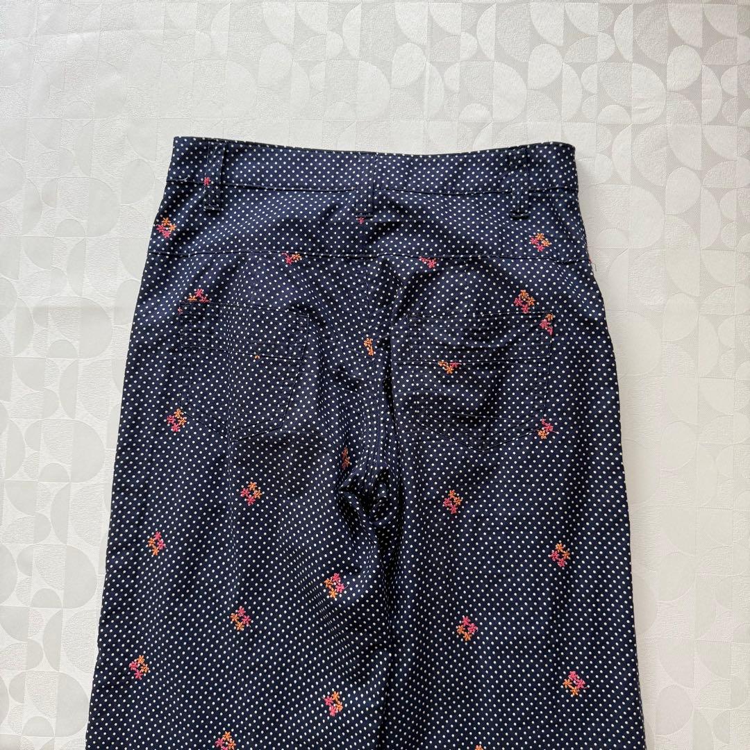 ジュンヤワタナベコムデギャルソン エンブロイダリー刺繍 ドット柄パンツ ネイビー