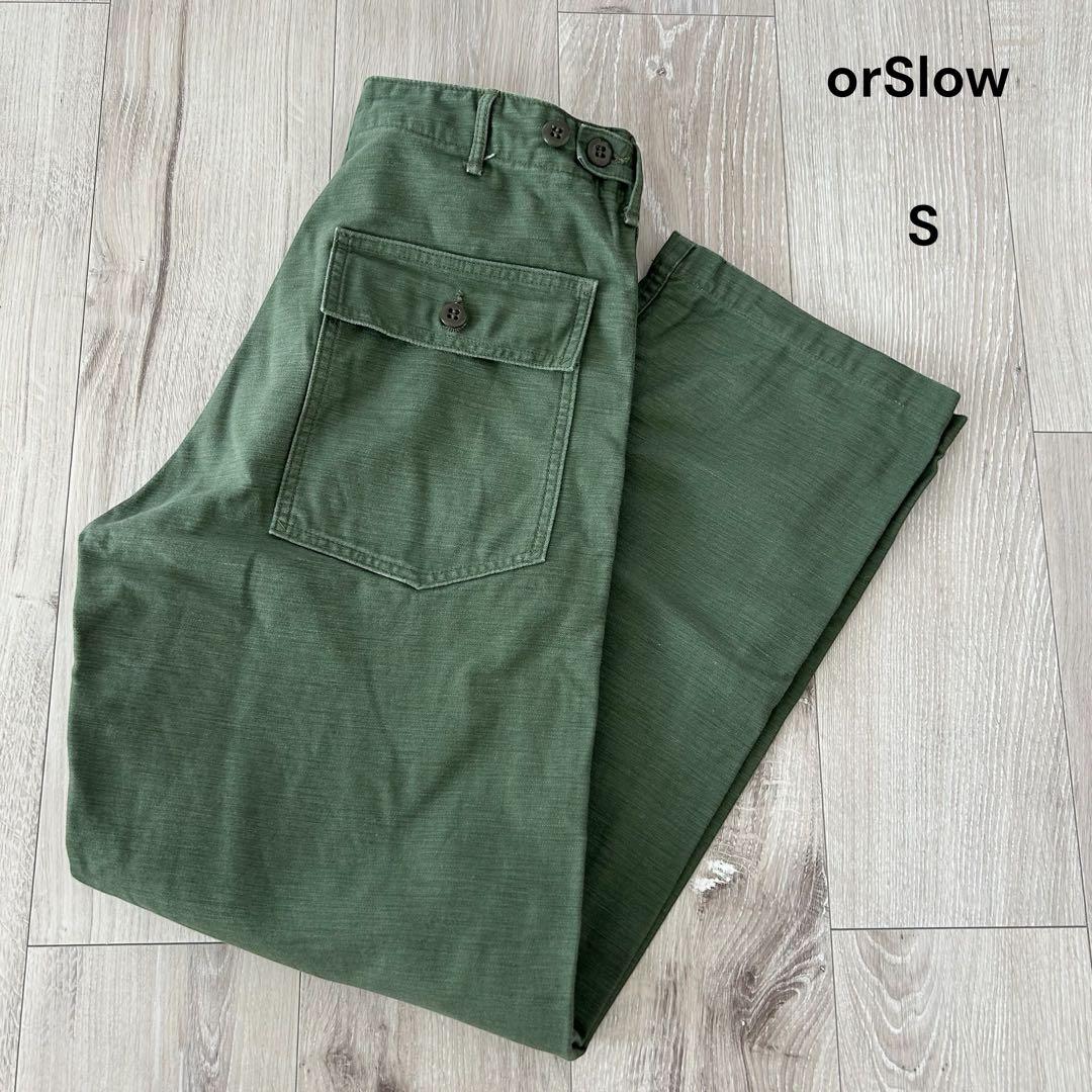 orSlow オアスロウ ベイカーパンツ ファティーグ Sオリーブ ボタンフライ