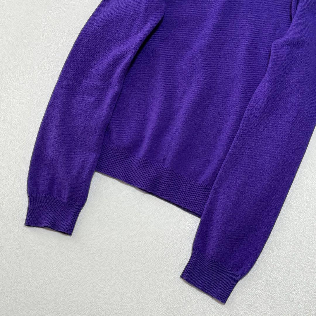 極美品 ドゥロワー カシミヤ100% クルーネック カーディガン バイオレット