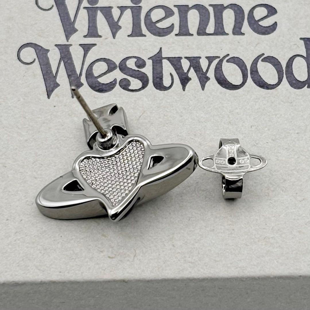 新品 ヴィヴィアンウエストウッド ディアマンテ ハート ピアス グレー 片耳