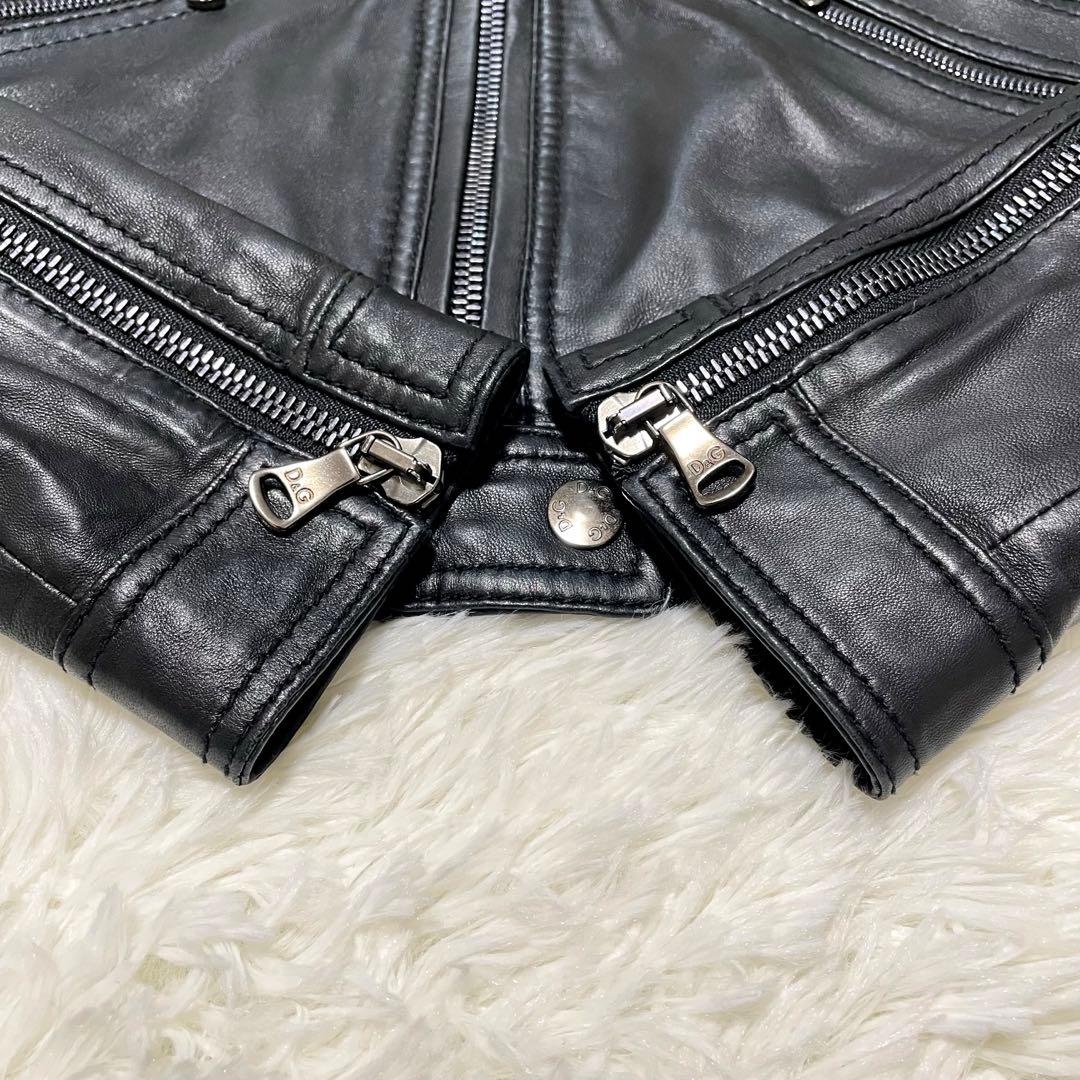 【美品】ドルチェアンドガッバーナ シングルライダースジャケット 黒 サイズ36