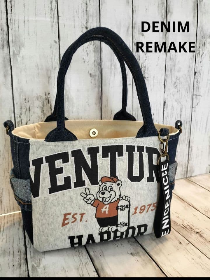 ハンドメイド　バッグ　デニムバッグ　トートバッグ