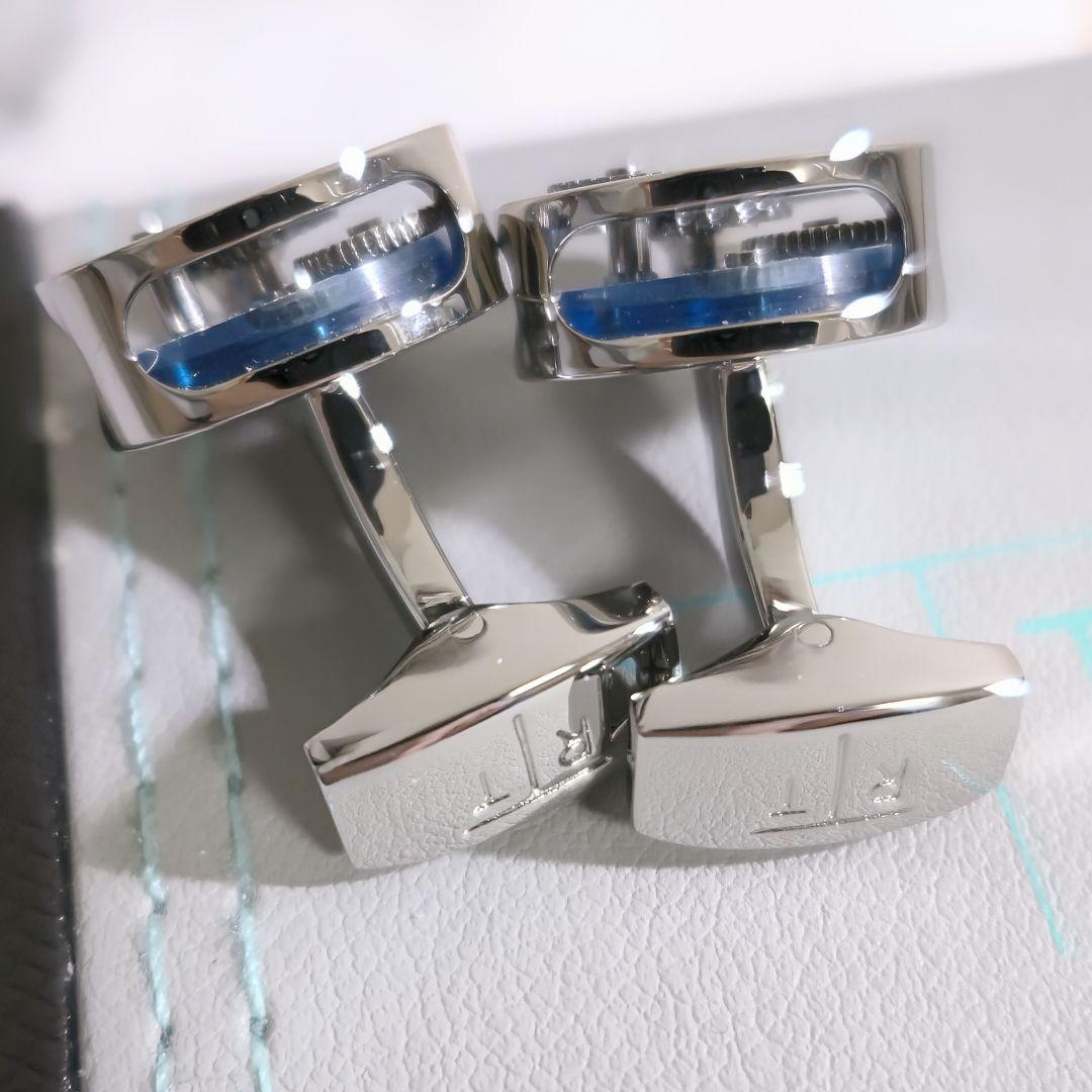 タテオシアンTATEOSSIANラウンド歯車ギアカフスボタン銀青シルバービジネス