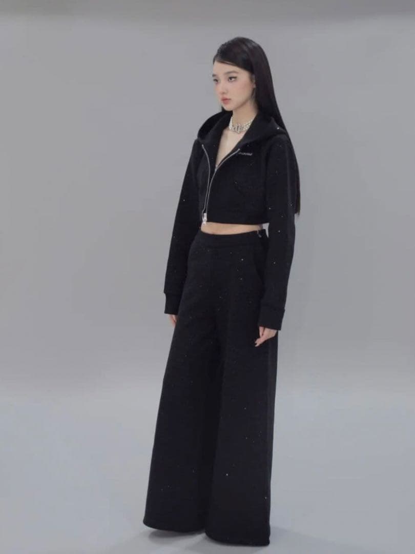 パンツ Kirakira flare pants (black) andwang
