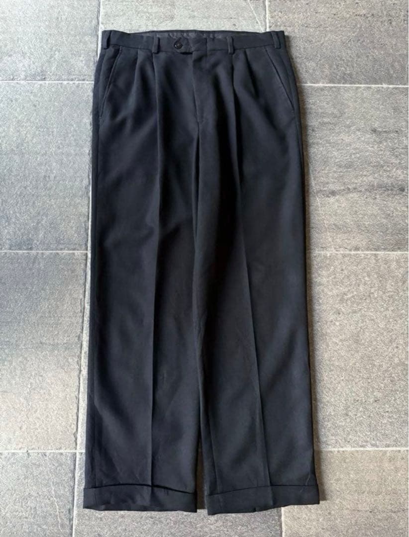 70s 80s usa製 ウールギャバ スラックス \"BLACK\" W33