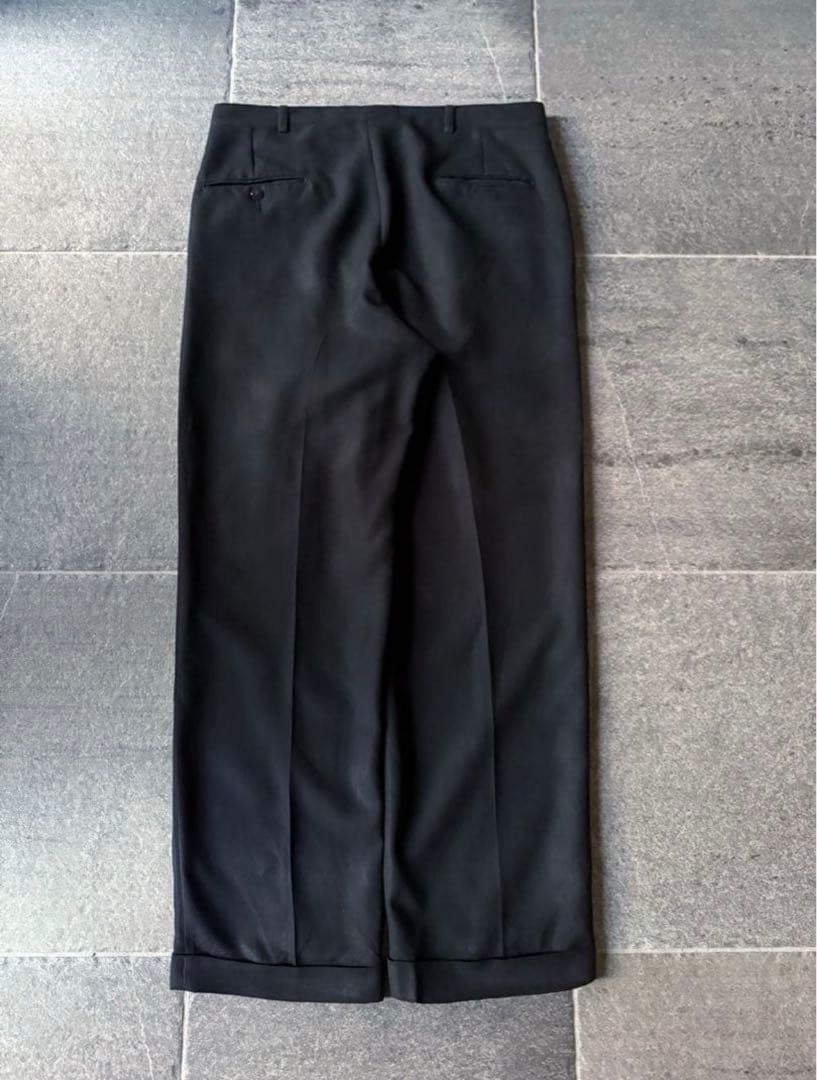 70s 80s usa製 ウールギャバ スラックス \"BLACK\" W33