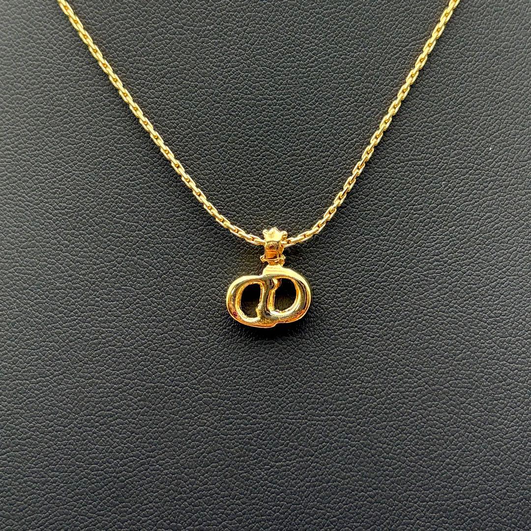 美品✨クリスチャンディオール CD ラインストーン ロゴ ゴールド ネックレス