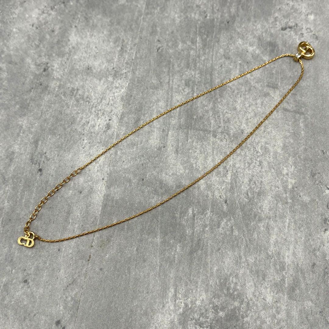 美品✨クリスチャンディオール CD ラインストーン ロゴ ゴールド ネックレス