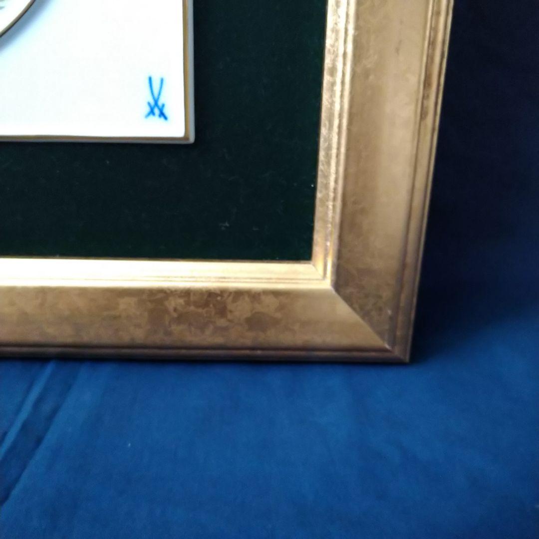 ✤マイセン(Meissen)シノワズリ額装陶板画✤『鳥と花』