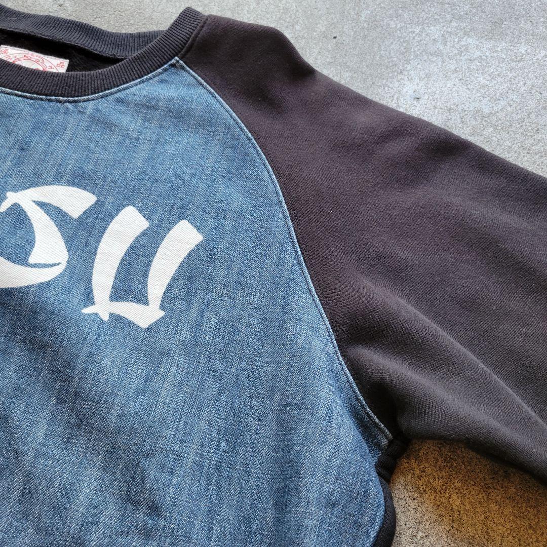 スッパマン様EVISU 廃盤モデル デニム切り替え スウェット ラグランスリーブ