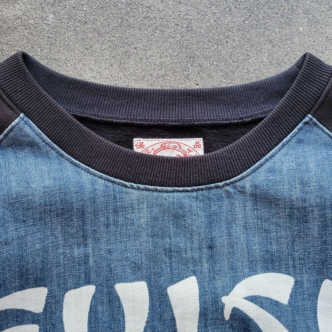 スッパマン様EVISU 廃盤モデル デニム切り替え スウェット ラグランスリーブ