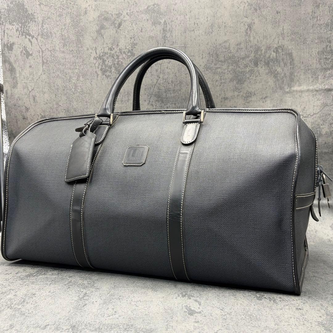 美品 ダンヒル ボストンバッグ PVC レザー 南京錠 旅行鞄 ハンド メンズ