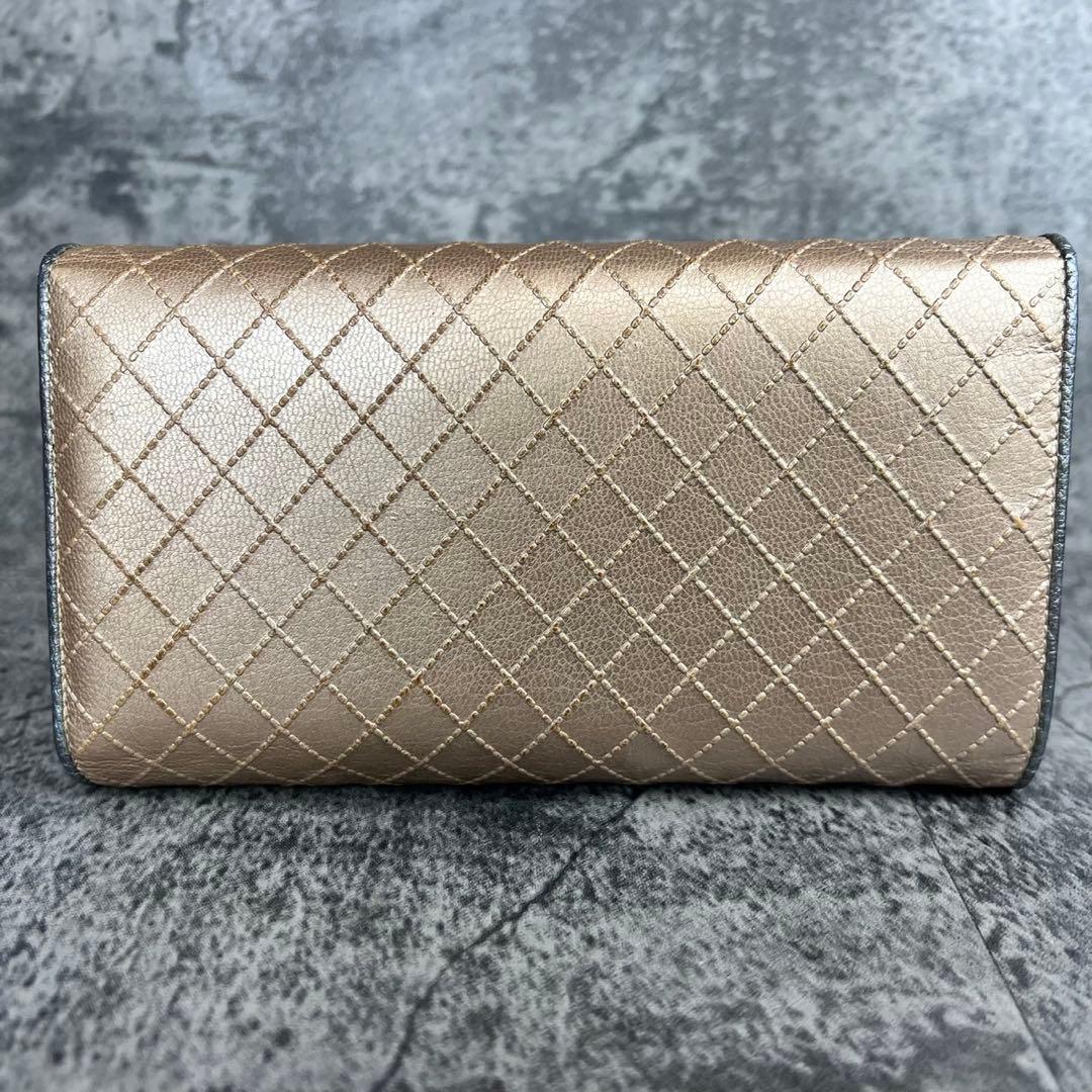 CHANEL ビコローレ レザー 三つ折り 長財布 ココマーク