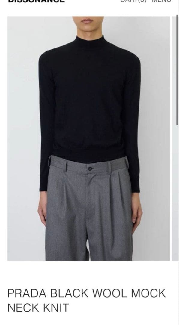 トップス PRADA BLACK WOOL MOCK NECK KNIT