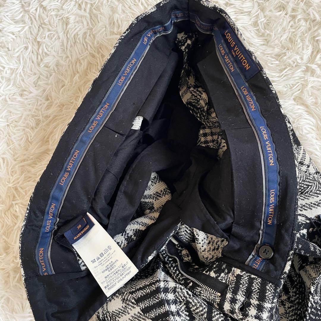新品タグ付　ルイヴィトン　スラックス　千鳥格子　モノグラム　ブラック　Mサイズ