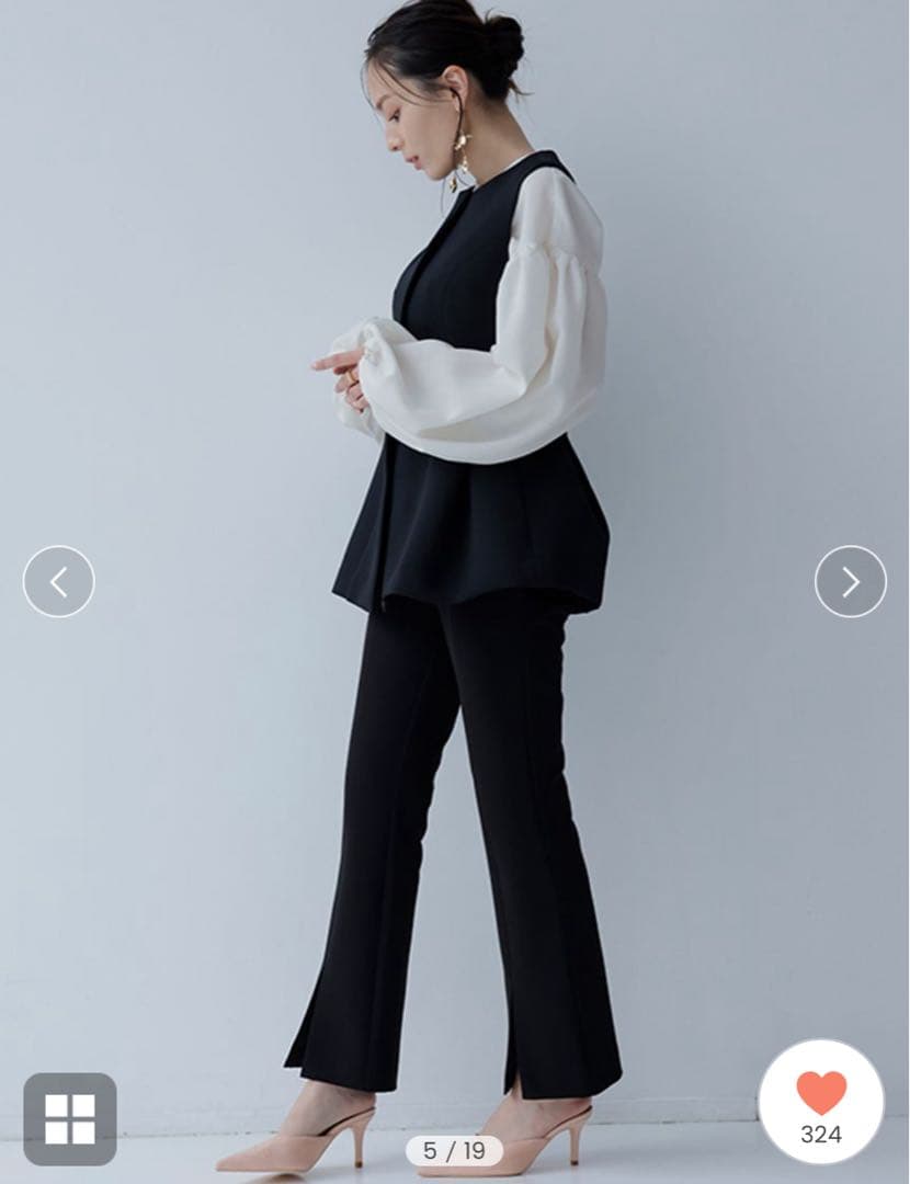 ペプラムフォルムトップス black anuans